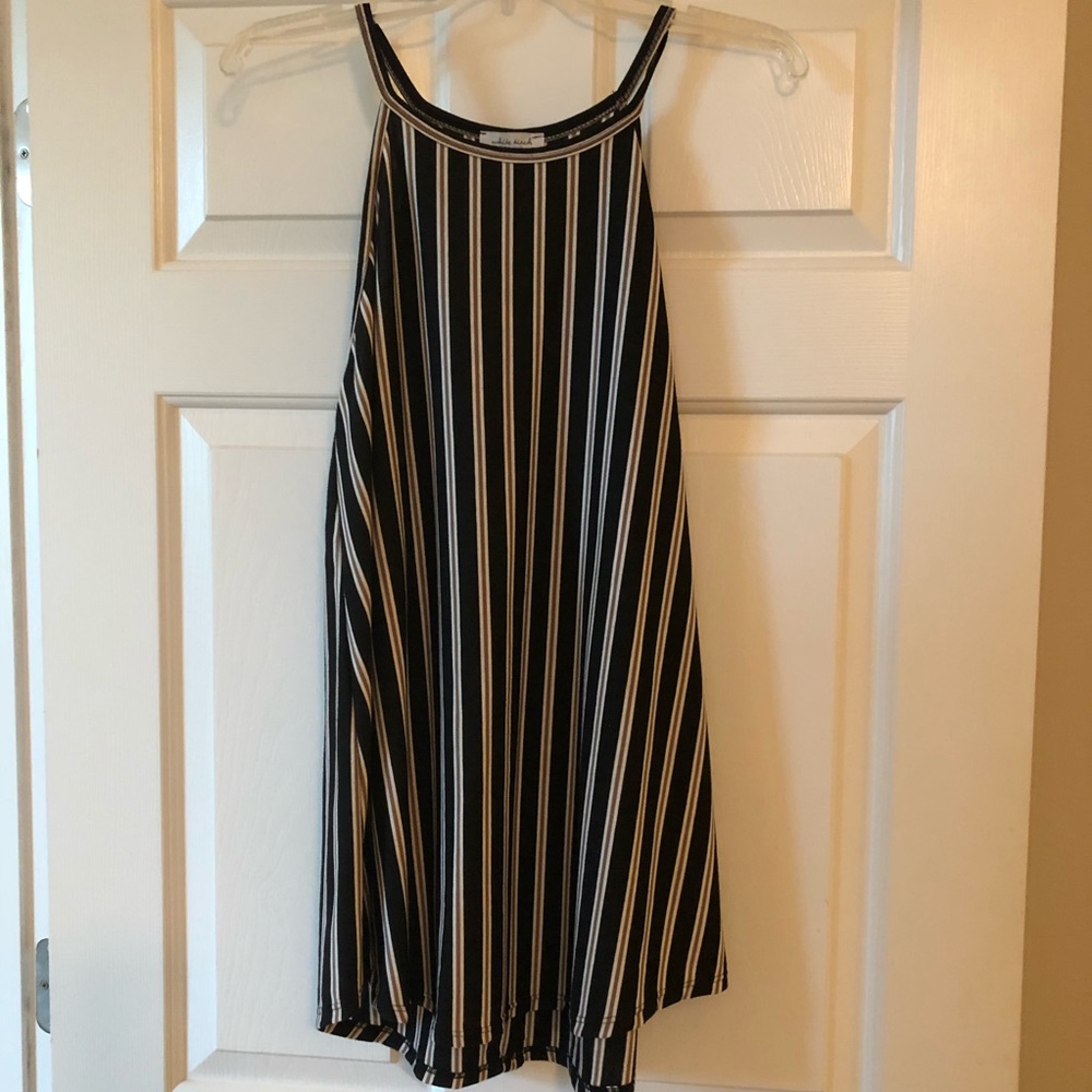 Striped tank top with faux button back
